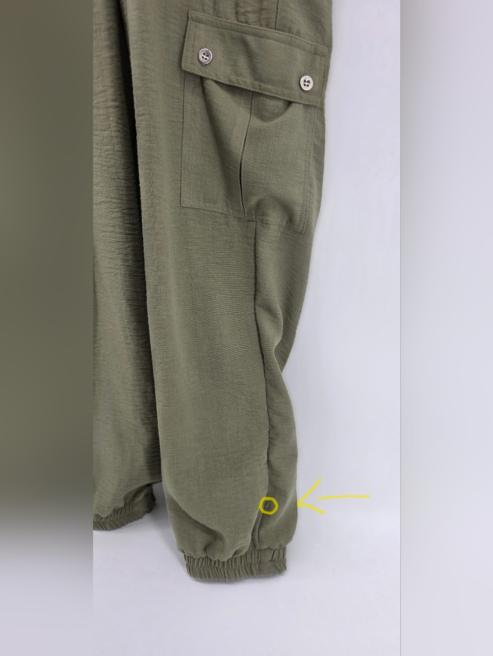 As U Wish Juniors' Olive Green Drawstring Waist Cargo Jumpsuit - Size Large - Picture 11 of 16